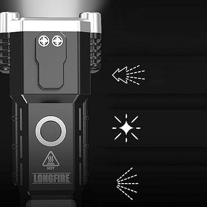 Portable Rechargeable LED Flashlight – Torch with Power Bank & Safety Tools