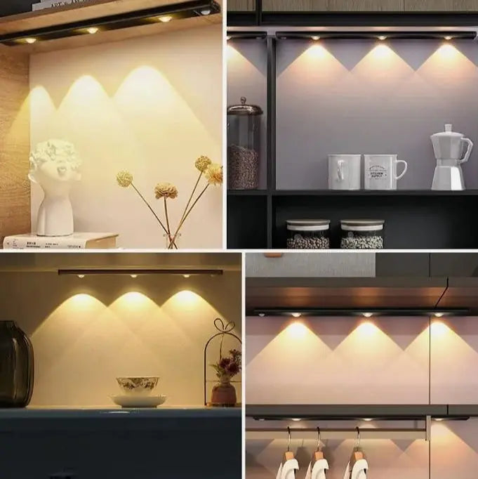 Rechargeable LED Motion Sensor Cabinet Light – USB Powered | Wireless & Stick-On | Warm White (3-Pack) GearNexa