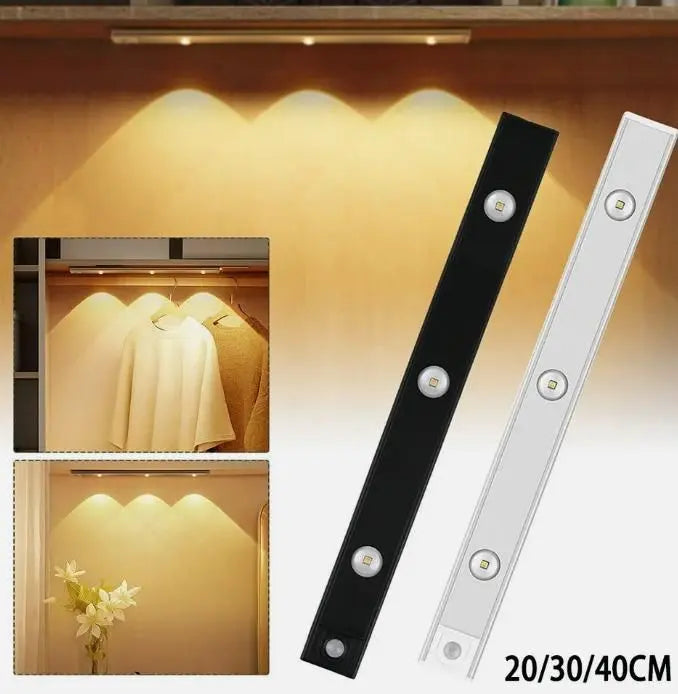 Rechargeable LED Motion Sensor Cabinet Light – USB Powered | Wireless & Stick-On | Warm White (3-Pack) GearNexa