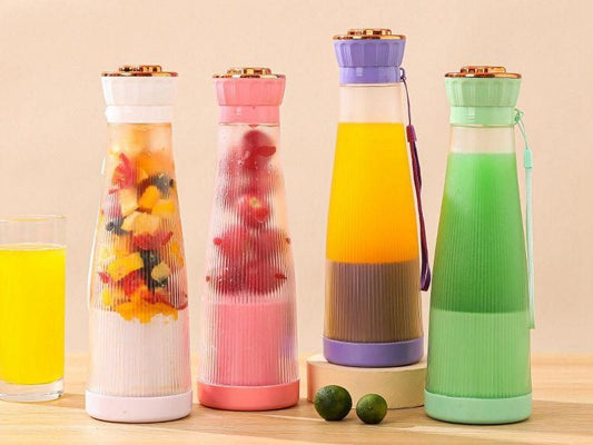 Portable USB Rechargeable 6-Blade Juicer – Multicolor Smoothie Maker GearNexa