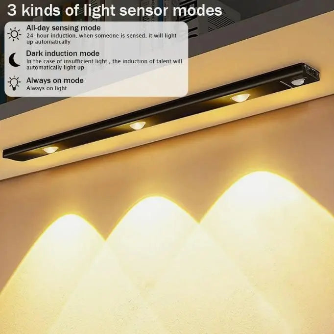 Rechargeable LED Motion Sensor Cabinet Light – USB Powered | Wireless & Stick-On | Warm White (3-Pack) GearNexa