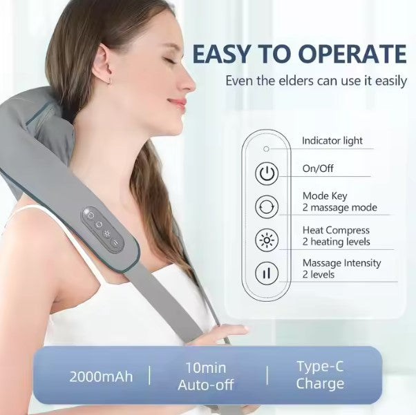 Rechargeable Neck & Shoulder Massager – Heat, Vibration & Deep Tissue