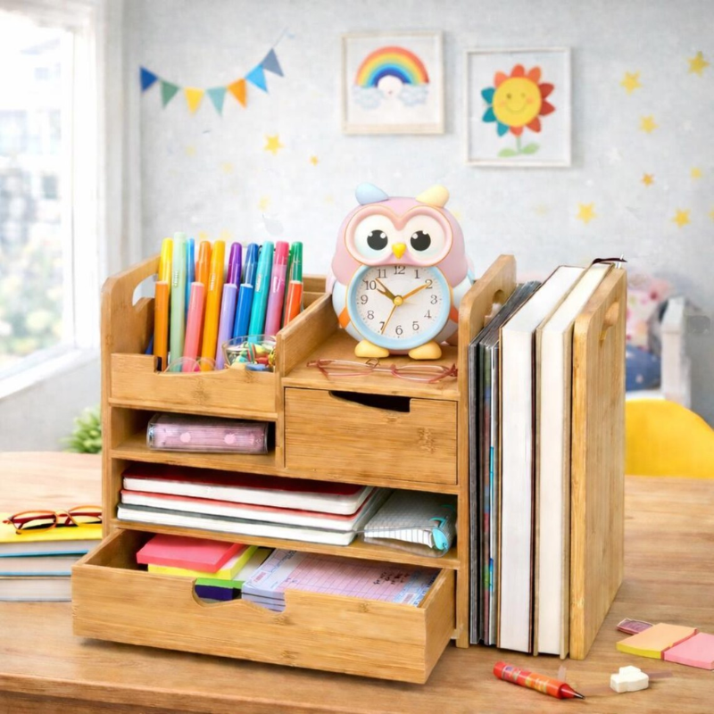 Bamboo Desk Organizer with Drawer