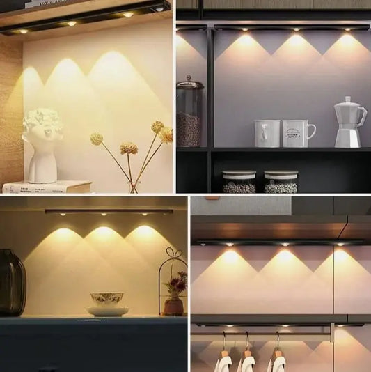Rechargeable LED Motion Sensor Cabinet Light – USB Powered | Wireless & Stick-On | Warm White (3-Pack) GearNexa