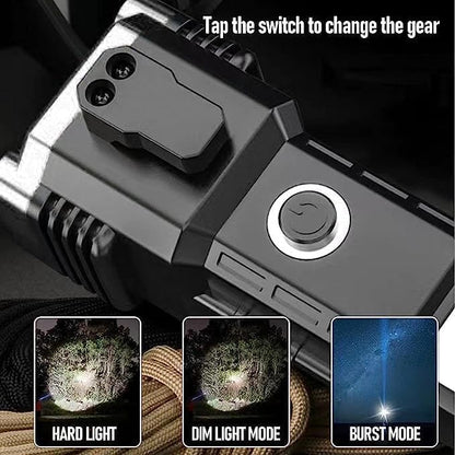 Portable Rechargeable LED Flashlight – Torch with Power Bank & Safety Tools