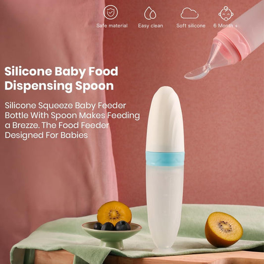 Premium Baby Food Squeeze Feeder Spoon, Soft Silicone, BPA-Free