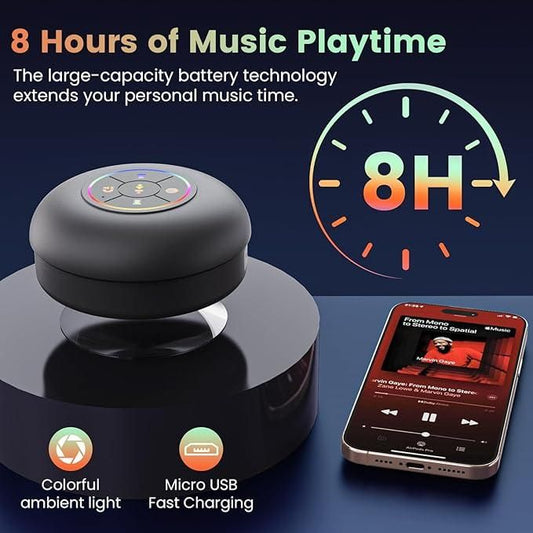 Waterproof Bluetooth Speaker with Suction Cup – Portable & Loud