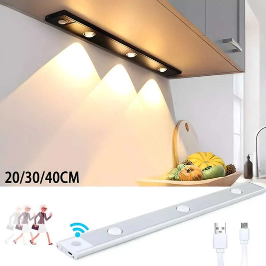Rechargeable LED Motion Sensor Cabinet Light – USB Powered | Wireless & Stick-On | Warm White (3-Pack) GearNexa